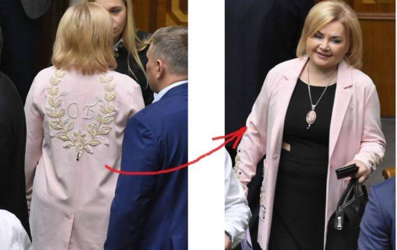 Білозір прийшла у пальто з іменним "гербом" / фото facebook.com/Denys.Bezliudko.Editor Білозір прийшла у пальто з іменним "гербом" / фото facebook.com/Denys.Bezliudko.Editor