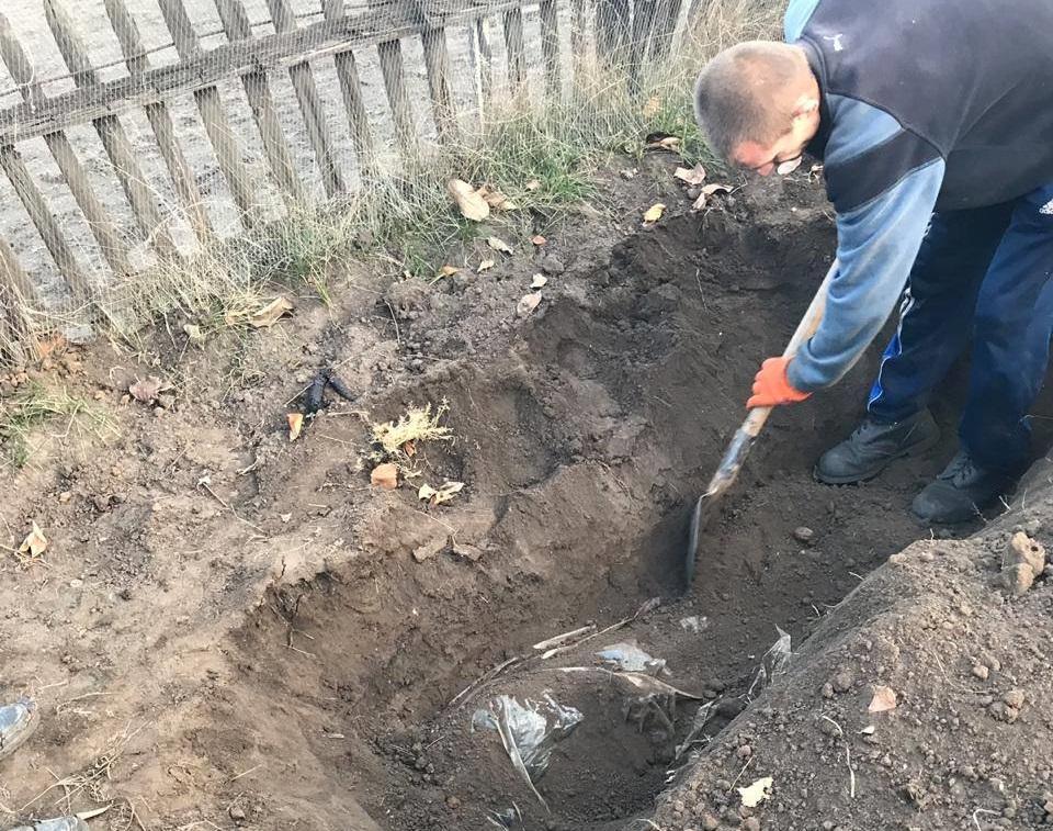 Затримані закопували вбитих на на подвір’ї будинку, де мешкали / фото facebook.com/Vyacheslav.Abroskin Затримані закопували вбитих на на подвір’ї будинку, де мешкали / фото facebook.com/Vyacheslav.Abroskin