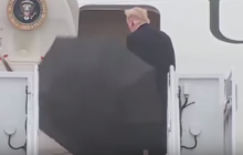 Трамп не смог совладать с зонтом и оконфузился (видео)