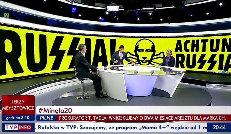 В ефірі польської програми у слові "Росія" з'явилася нацистська символіка / фото TVP Info В ефірі польської програми у слові "Росія" з'явилася нацистська символіка / фото TVP Info