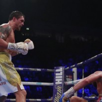 Ukraine's boxer Oleksandr Usyk beats Tony Bellew