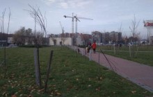 У львівському парку Іоанна Павла ІІ облили зеленкою зображення Божої Матері