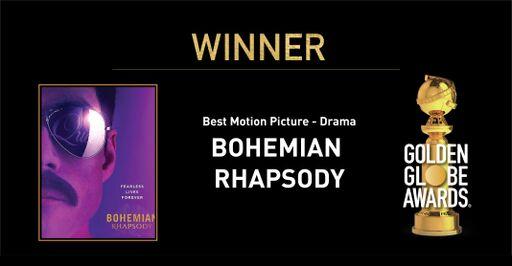 Головна нагорода дісталася фільму "Богемна рапсодія" / фото twitter.com/goldenglobes Головна нагорода дісталася фільму "Богемна рапсодія" / фото twitter.com/goldenglobes