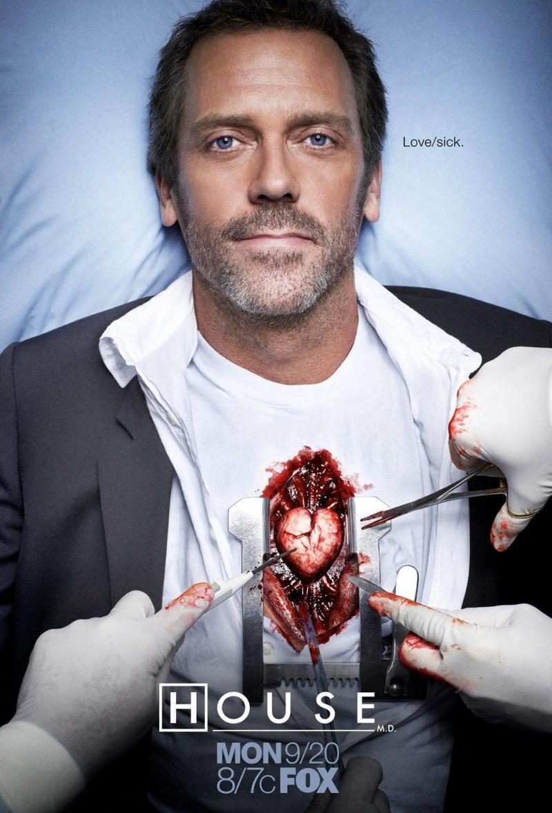 Постер с Хью Лори к пятому сезону сериала "Доктор Хаус", 2008 год / wikipedia Постер с Хью Лори к пятому сезону сериала "Доктор Хаус", 2008 год / wikipedia