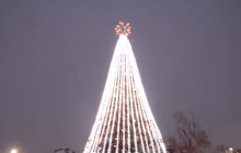 У Борисполі п'яний чоловік заліз на головну ялинку міста (відео)