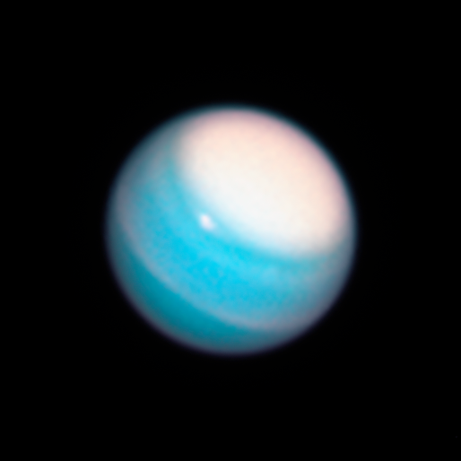 На северном полюсе Урана видна гигантская яркая область белого цвета / фото hubblesite.org На северном полюсе Урана видна гигантская яркая область белого цвета / фото hubblesite.org