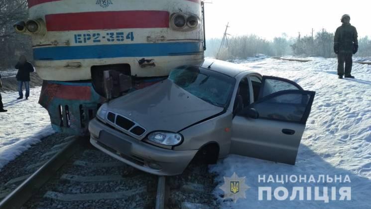 На Харківщині водій легковика влетів під потяг / фото Нацполіція На Харківщині водій легковика влетів під потяг / фото Нацполіція
