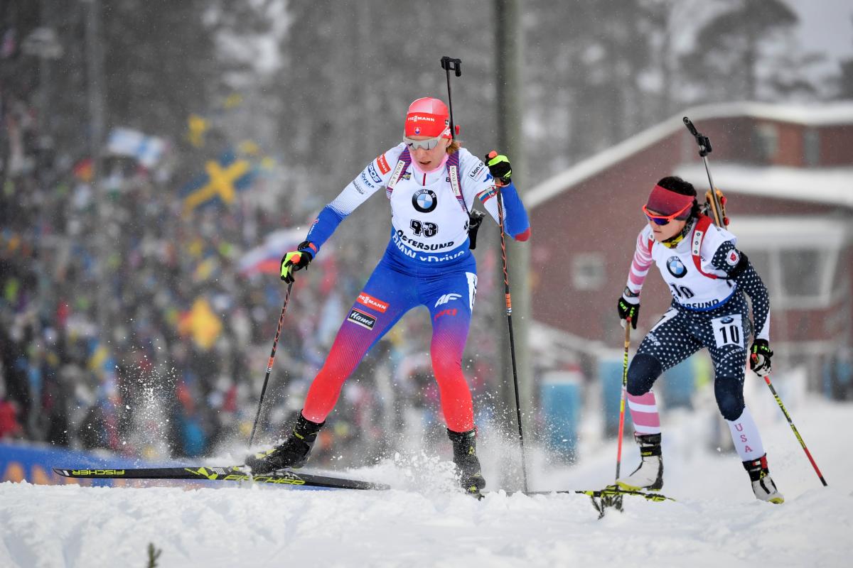 Кузьмина выиграла женскую спринтерскую гонку чемпионата мира по биатлону / Reuters