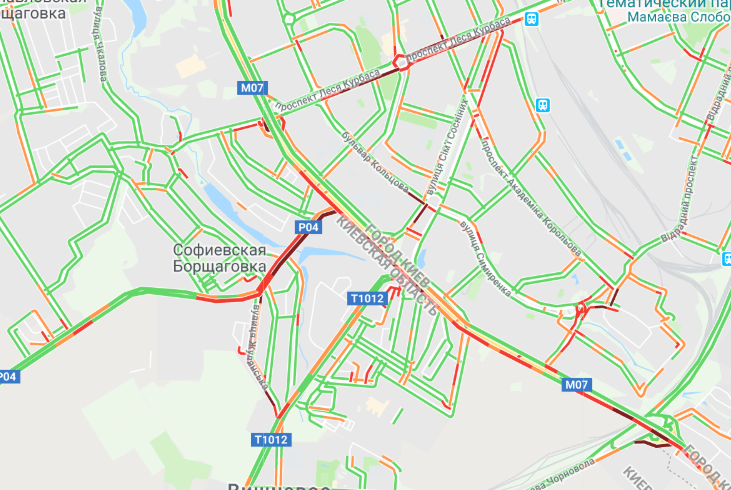 Київ скували 8-бальні затори (карта)