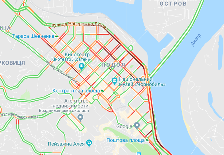 Київ скували 8-бальні затори (карта)