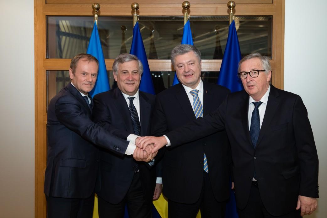 Tusk, Tajani, Poroshenko, Juncker (from left to right) / Photo from president.gov.ua Tusk, Tajani, Poroshenko, Juncker (from left to right) / Photo from president.gov.ua