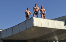 Three men come up with unique greeting on Women's Day in Kyiv (Photo)