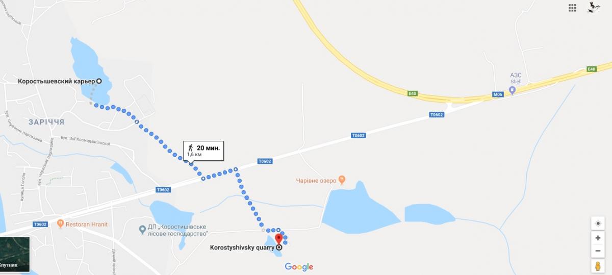 Карта дороги на Коростышев
