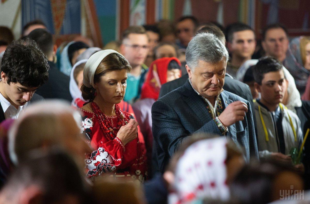 Президент Петр Порошенко вместе с супругой Мариной принял участие в пасхальных богослужениях / УНИАН