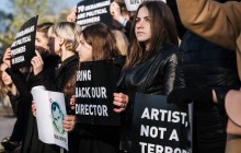 Ukrainian students stage street performance in Paris in support of film director Sentsov