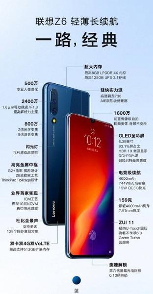 Рассекречены параметры одного из самих тонких смартфонов - Lenovo Z6 Рассекречены параметры одного из самих тонких смартфонов - Lenovo Z6