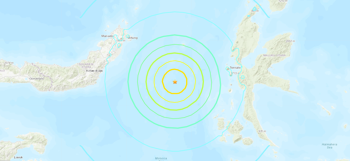 Епіцентр землетрусу знаходився в 133 кілометрах на захід від міста Тернате / earthquake.usgs.gov