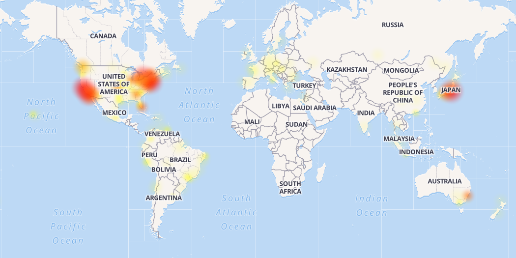 Карта сбоев в Instagram / Downdetector