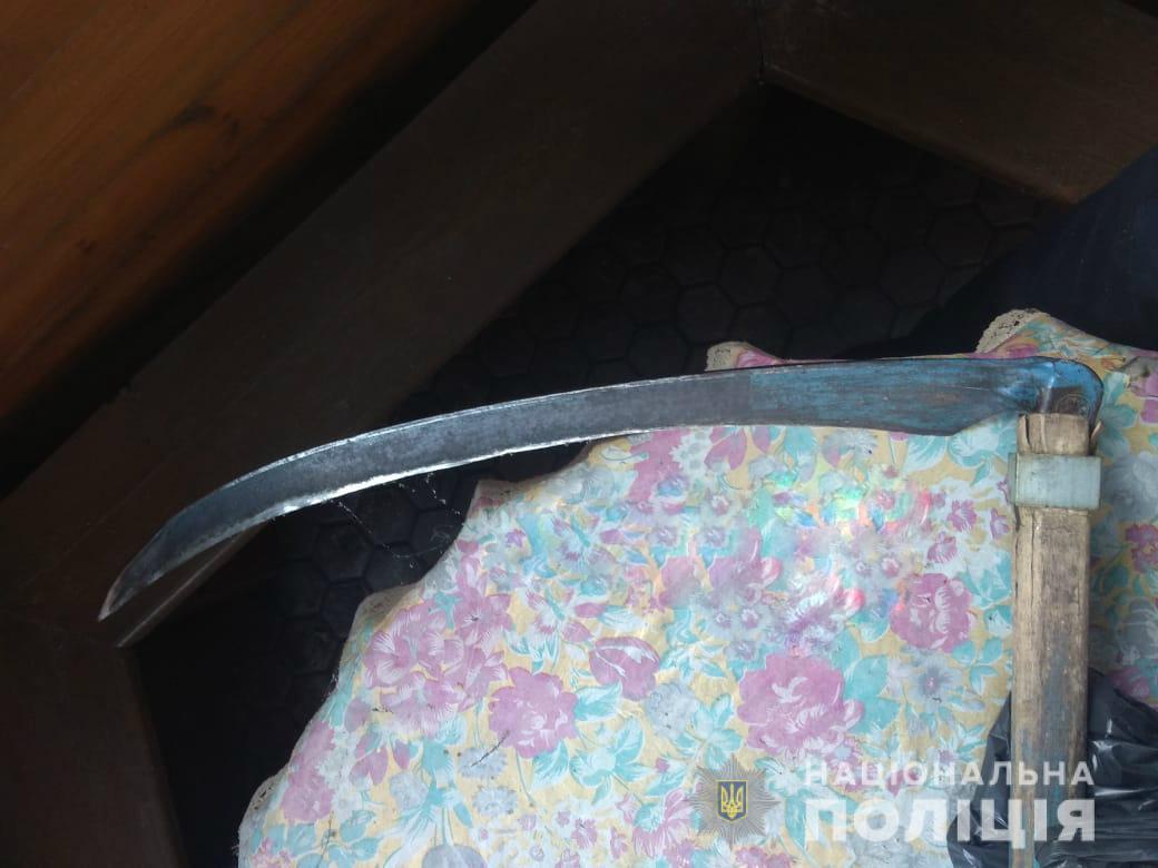 75-летний мужчина схватил косу и ударил в голову оппонента / фото npu.gov.ua 75-летний мужчина схватил косу и ударил в голову оппонента / фото npu.gov.ua
