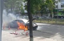 В центре Киева горела элитная иномарка Maserati (фото, видео)
