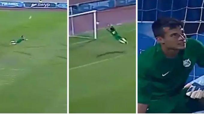 Махмуд Гад спершу вибив м'яч головою, а потім врятував ворота / sportbible.com Махмуд Гад спершу вибив м'яч головою, а потім врятував ворота / sportbible.com