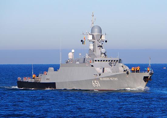 The two vessels en route to the Caspian Sea / Photo from Russia's Defense Ministry The two vessels en route to the Caspian Sea / Photo from Russia's Defense Ministry