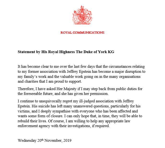 Заява принца про складання монарших повноважень / Фото: facebook, The Duke of York Заява принца про складання монарших повноважень / Фото: facebook, The Duke of York