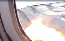 В США пассажир самолета заснял на видео пламя из двигателя (видео)