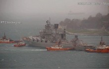 Російський ракетний крейсер не зміг пришвартуватися у Стамбулі (фото, відео)