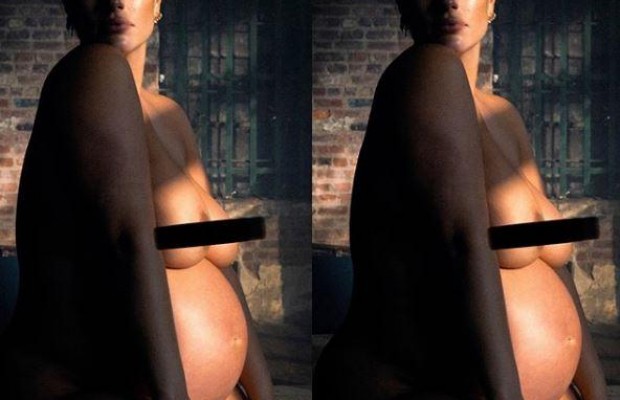 Пишнотіла модель повністю роздяглася для фото на останньому місяці вагітності