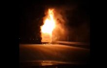 В Польше сгорел автобус из Украины (видео)