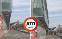 У київському ТРЦ просто на тротуар обвалився скляний фасад