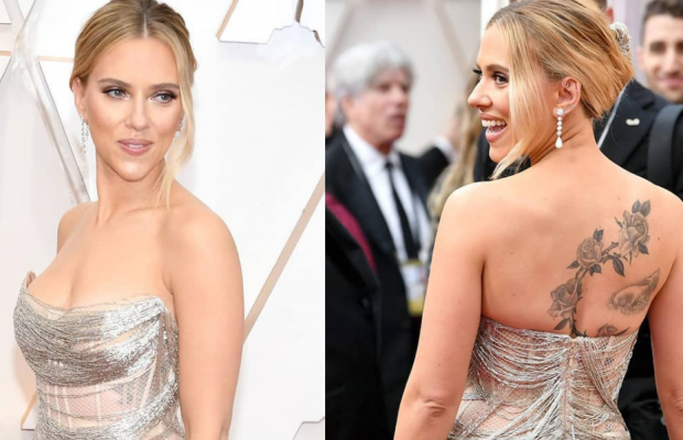 Троянди, птах і сонце: Йоханссон оголила свої татуювання на "Оскарі" (фото)