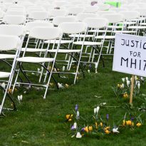 Relatives of MH17 victims stage rally outside Russian embassy in The Hague