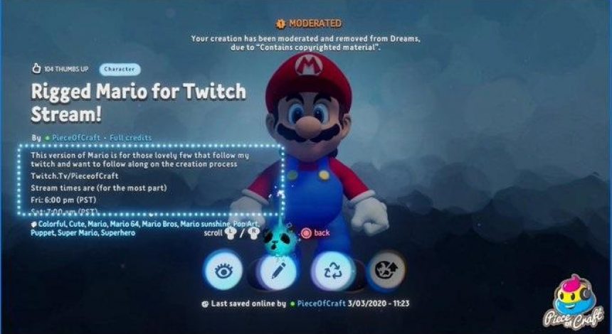 Из Dreams удалили Mario после жалобы Nintendo