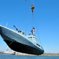 Ukraine puts in water naval boat Russia seized in 2018