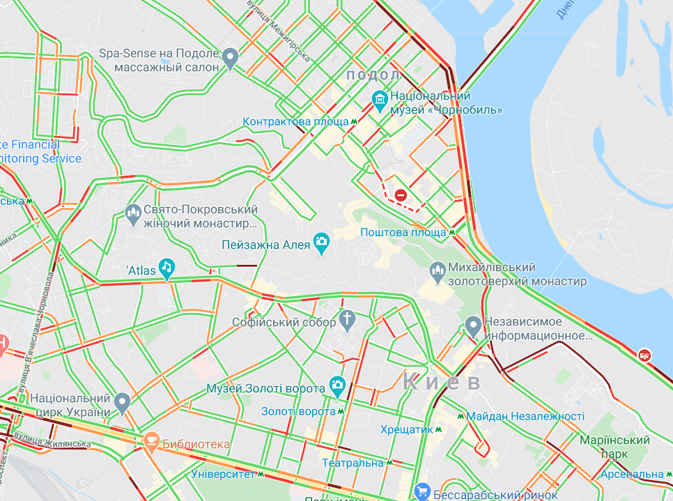 Киев сковали пробки / Google Maps Киев сковали пробки / Google Maps