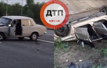 ДТП с пострадавшими под Киевом: автомобиль слетел с моста (фото)