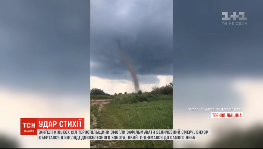 В Тернопольской области пронесся мощный смерч / скриншот В Тернопольской области пронесся мощный смерч / скриншот