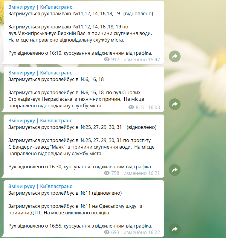 Громадський транспорт курсує з перебоями / скріншот Громадський транспорт курсує з перебоями / скріншот