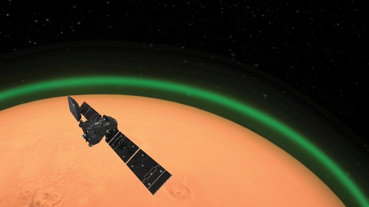В атмосфері Марса вперше помічено дивне зелене світіння / фото esa.int В атмосфері Марса вперше помічено дивне зелене світіння / фото esa.int