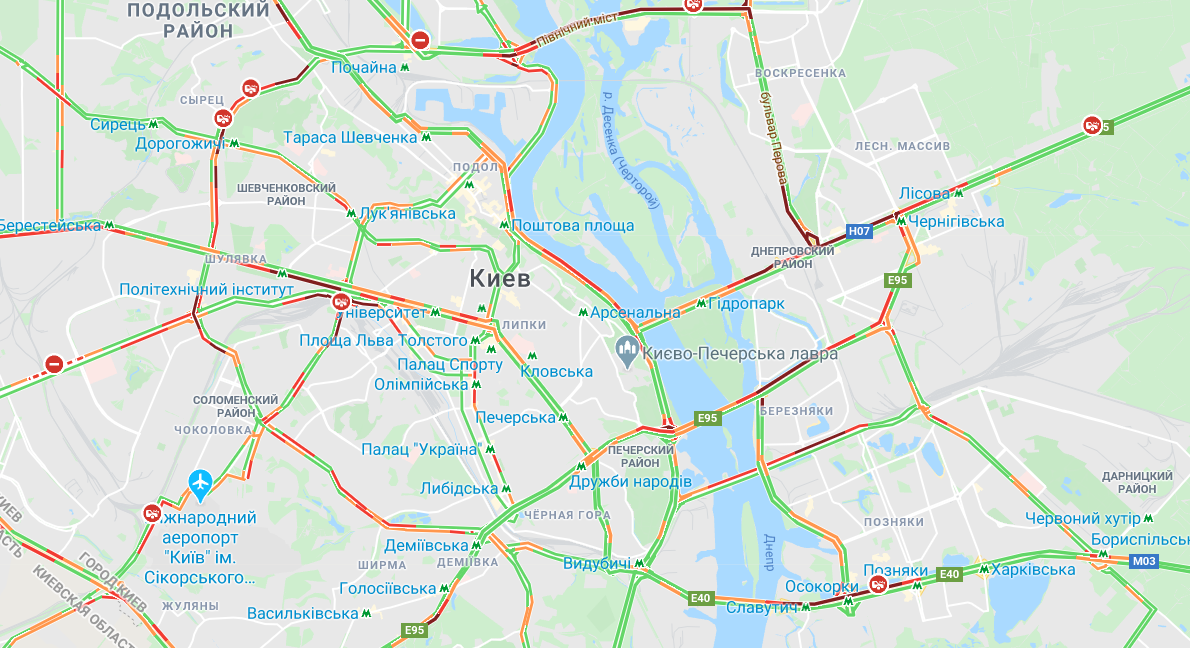 В місті сталося кілька аварій / Google Maps В місті сталося кілька аварій / Google Maps