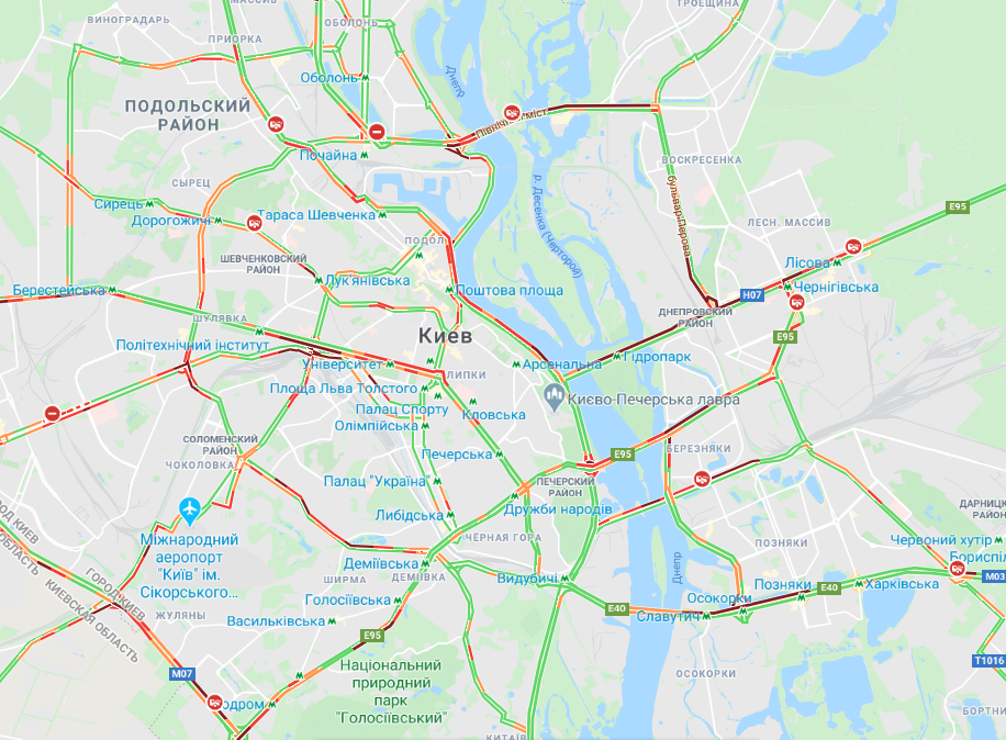 Сложная ситуация сложилась на мостах / Google Maps Сложная ситуация сложилась на мостах / Google Maps