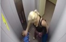 В России женщина избила в лифте маленькую девочку (видео)