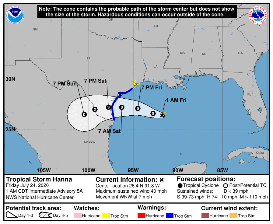 На Техас насувається тропічний шторм "Ханна" / nhc.noaa.gov На Техас насувається тропічний шторм "Ханна" / nhc.noaa.gov