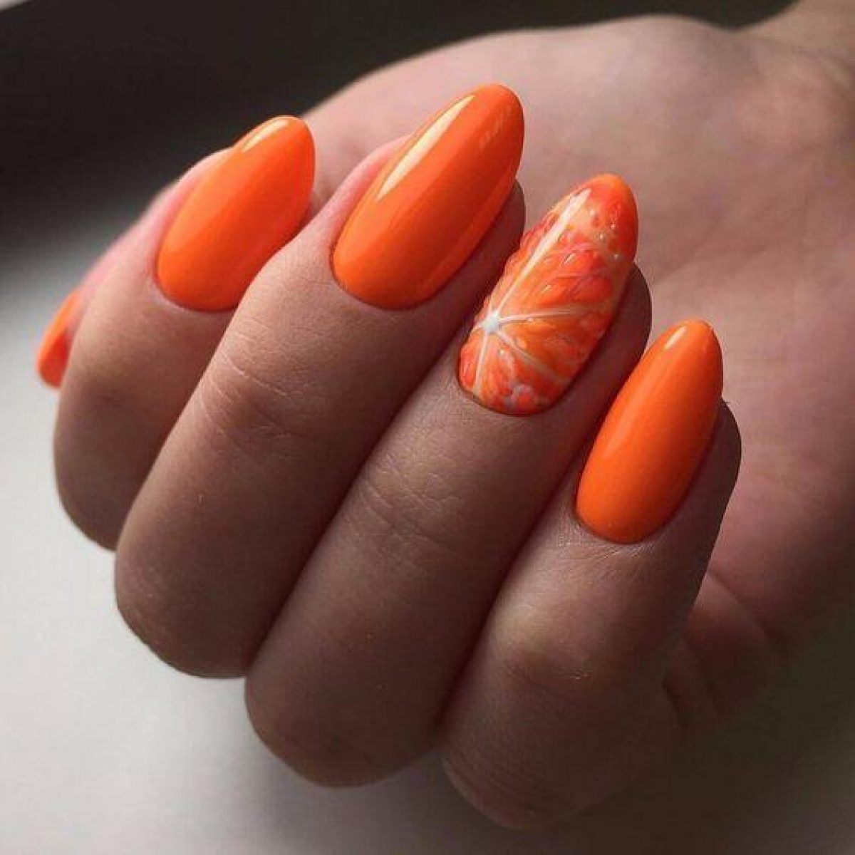 Дизайн Ногтей Оранжевого Цвета Фото