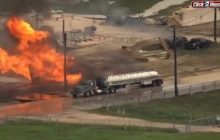 На хранилище газа в Техасе возник крупный пожар (видео)