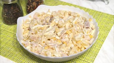 Слоеный салат «Курица с ананасом» – пошаговый рецепт приготовления с фото