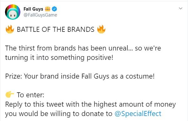 Разработчики объявили "Битву брендов" / twitter.com/FallGuysGame Разработчики объявили "Битву брендов" / twitter.com/FallGuysGame