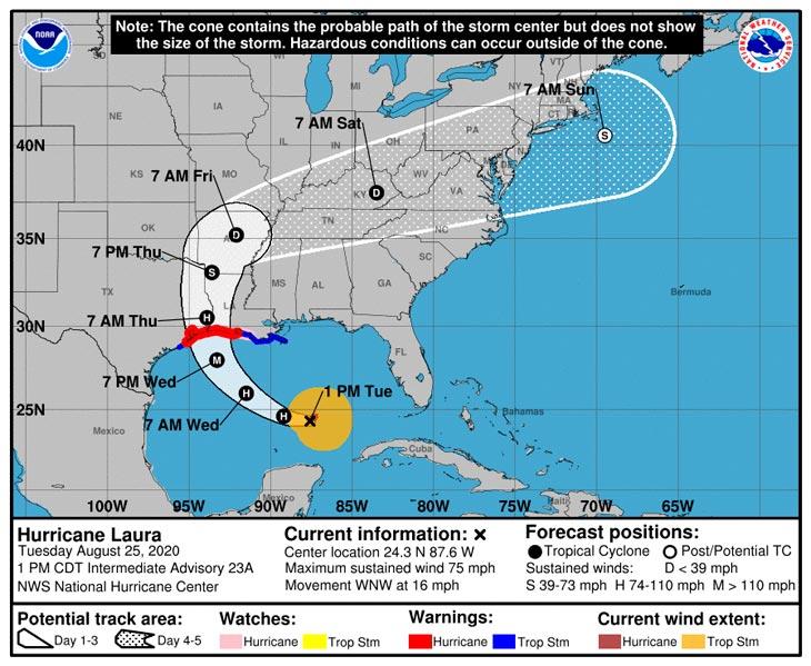 У США через ураган "Лора" евакуюють понад 700 тисяч осіб / nhc.noaa.gov У США через ураган "Лора" евакуюють понад 700 тисяч осіб / nhc.noaa.gov